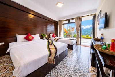 Habitación con dos camas individuales y vistas a la montaña — Sapa Village Hotel